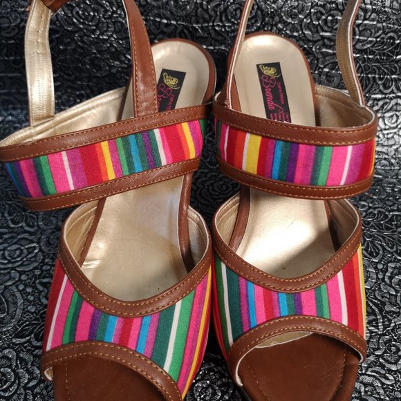 rainbow multi colour high heel platform sandal size 8 - Picture 3 of 4